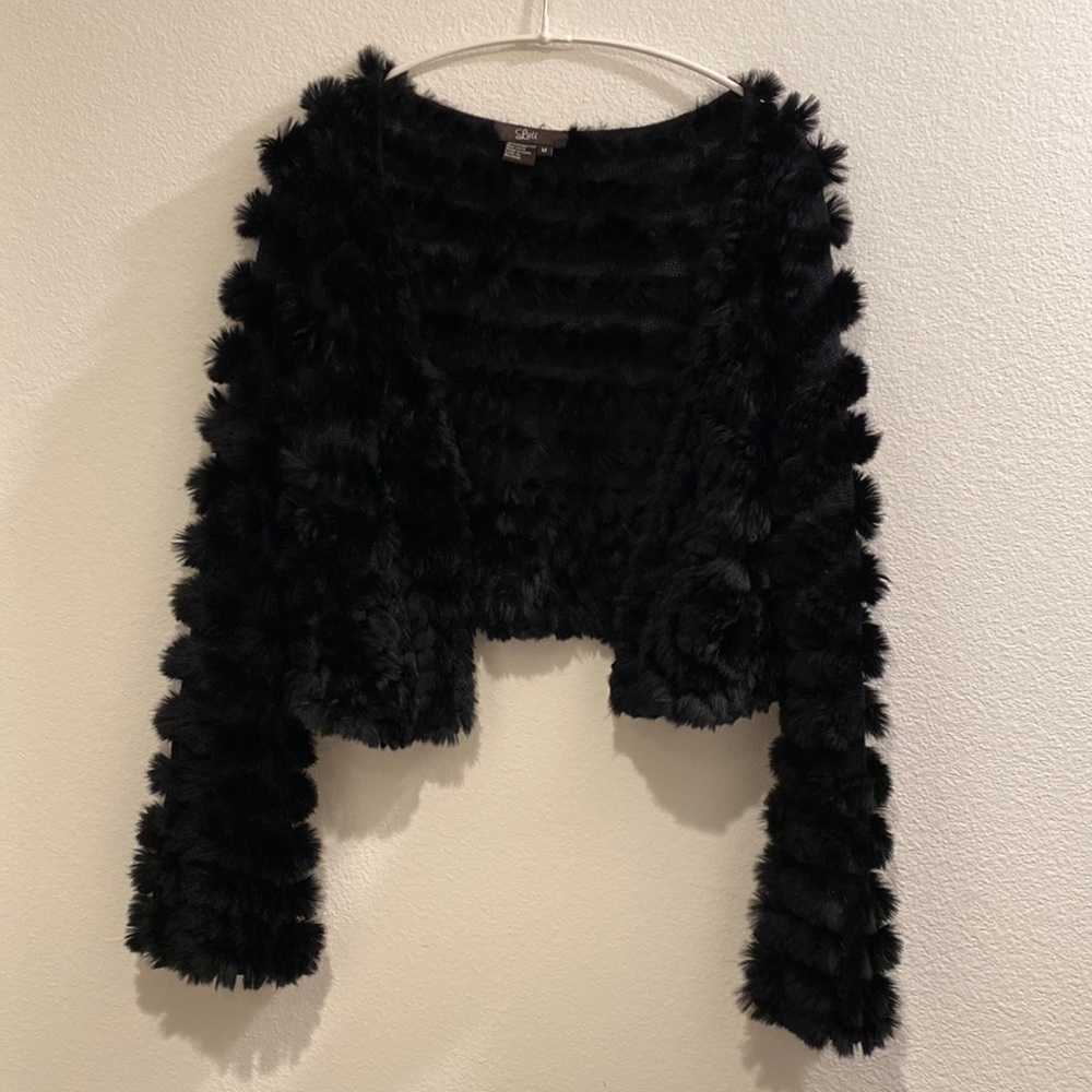 luii cropped jacket 100% black rabbit Size M